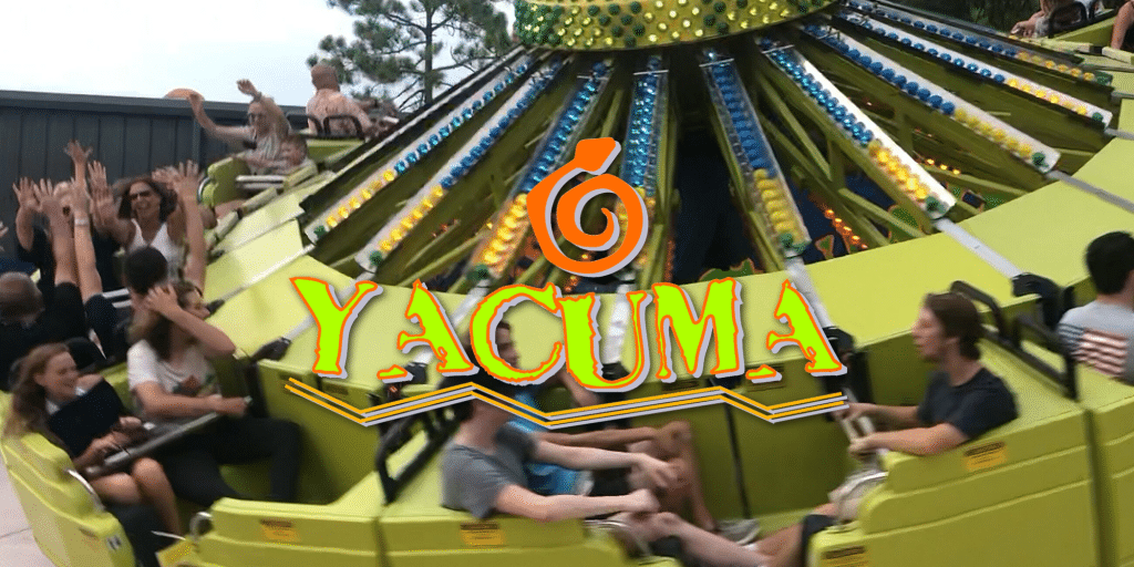 Logo for the Yacuma wipeout attraction at Swampy Jack's Wongo Adventure in Panama City Beach, Florida